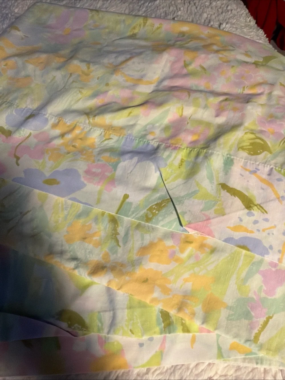 Sears Vtg Pastel Floral Cotton pillowcases  - Soft Pink, Yellow & Green 42”x36”